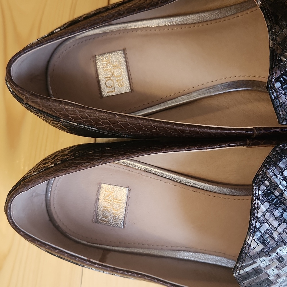 Louise Et Cie Everland Loafer Slip On Snake Embossed Leather Chain Detail sz 9.5 - Picture 6 of 14
